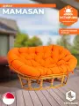 Садовый диван TetChair MAMASAN/мамасан, ротанг натуральный, с подушкой, орех, ткань оранжевый