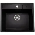 Мойка для кухни мраморная GranAlliance 550х490 черная матовая без сифона