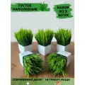 Искусственные цветы в горшке для декора Осока GreenHol, набор искусственные цветы для интерьера 5 шт (15 см) в кашпо