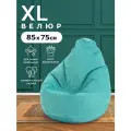 Кресло-мешок Пуффбери «Груша», размер XL маленький, Велюр Бирюзовый