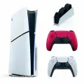 Игровая консоль Sony PlayStation 5 Slim, 1ТБ(с дисководом), 2й геймпад красный + Зарядная станция + переходник
