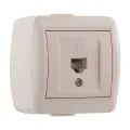 Компьютерная розетка Lezard Demet, открытой установки, без заземления, пластик, цвет Кремовый