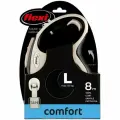 Поводок-рулетка Flexi New Coмfort tape L, 8 м, 50 кг, черно-серый