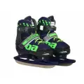 Коньки ледовые BlackAqua раздвижные AS-408 р.31-34, темно-синий-зеленый