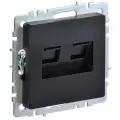 8 шт. IEK BRITE Розетка компьютерная двойная RJ45 5E РК10-2-БрЧ черный BR-K20-1-K02