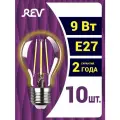 Лампа светодиодная FILAMENT 9W Е27 груша тёплый свет REV 32475 1up10, 10шт.