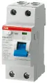 Выключатель дифференциального тока (УЗО) ABB F200, 2 полюса, 16A, 10mA, тип A, электро-механическое, ширина 2 DIN-модуля