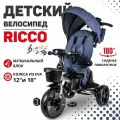 Велосипед коляска трехколесный с ручкой Tech Team Ricco blue синий