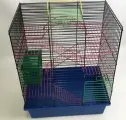 Вака Клетка для грызунов Венеция большая с мостиком, 3-ярусная, прямоугольная, с мостиком, с колесом, 36х25х43.5 см