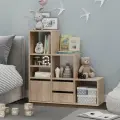 Стеллаж для игрушек 90.3х90х30см детский напольный для книг в гостиную спальню Кео СТЖ-410 дуб сонома бежевый