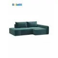 Диван-кровать раскладной угловой правый, с банкеткой, Salotti Портленд, велюр Velutto 20, изумрудный