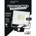 Прожектор светодиодный PROFI 30Вт, 180-240В, IP65, с регулируемым инфракрасным датчиком движения, 6500К, 3000Лм, Ritter, 53421 5