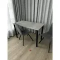 Дизайнерский стол обеденный/ цвет Бетон Светлый, 120*60 см. Ножки черные.