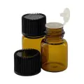 Флакон 2 мл для эфирных масел. Набор 100 штук. Стеклянный, черная крышка