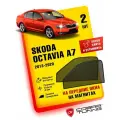 Каркасные шторки на магнитах для автомобиля Skoda Octavia A7 (Шкода Октавия А7) 2013-2020, автошторки на передние стекла, Cobra Tuning - 2 шт.