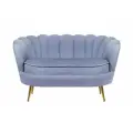 Прямой дизайнерский диван ракушка, Pearl double blue, синий велюр