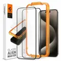 Защитное стекло Spigen на Apple iPhone 15 Pro Max (AGL06875) Glass tR AlignMaster 2 шт / Спиген стекло для Айфон 15 Про Макс, прочное, олеофобное покрытие, черное
