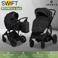 Коляска для новорожденных 2 в 1 Jovola Swift универсальная, всесезонная с с реверсивным блоком, черный