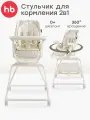 Стульчик для кормления Happy Baby ROMEO, детский стульчик, сиденье 360, до 25 кг, поворотные колеса, молочный