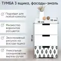 Тумба Svogen с фотопечатью, 3 ящика, белый/этно черный