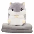 Многофункциональная мягкая игрушка с пледом Хомяк (серый)