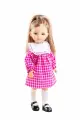 Розовое клетчатое платье с кружевным воротничком и гольфы Paola Reina для кукол, 32 см