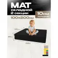 Мат спортивный KMSsport №8, 200х100х10, 2 секции складной черный