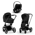 Детская универсальная коляска Cybex Priam IV Black, Sepia Black 3в1, автокресло Cloud T Plus Sepia Black, до 4 лет