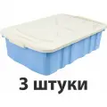Ящик для игрушек, 60x40x17 см, 25 л, 3 штуки: плотная крышка защитит содержимое от попадания пыли; изделие прямоугольной формы не займет много места и удобно расположится в углу комнаты или в шкафу