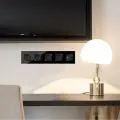 Розетка электрическая 5 поста 220В 16А+RJ45 CAT6 ТВ-Компьютер Стекло Рамка черный,1шт