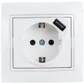 LEZARD Розетка 1-м СП Mira 16А с заземл. + USB разъем бел. LEZARD 701-0202-181