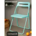 Комплект складных стульев 4 шт, для кухни, дома, сада, ОКС - 1331 голубой, пластиковый