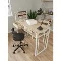 Стол маникюрный с полками и ящиком для салона красоты и офиса узкий KM LOFT белый/сонома