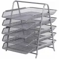 Лоток горизонтальный для бумаг BRAUBERG Germanium, 5 секций, 370х355х295 мм, металл, серебро, 237972
