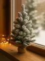 Новогодняя елка маленькая, ель искусственная заснеженная, литая, настольная, 60 см