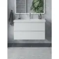 Тумба подвесная SanStar Riana 100 с раковиной Гармония 100 (комплект) для ванной комнаты, белая