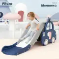 Горка детская для дома и улицы Pituso Мини Blue, игровой комплекс 2 в 1 с баскетбольным кольцом, цвет синий