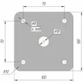 Закладная пластина металлическая с центральным отверстием, фланец квадратный 100х100 - 8 мм (база колонны, опора для стойки) 10 шт.