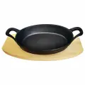 Сковорода порционная чугунная 16см овальная с 2 ручками на подставке TM MY REAL IRON COOK