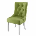 Стул мягкий ASHLEY со спинкой на деревянных ножках для кухни столовой гостиной кафе ресторана обеденный массив дерева велюр зеленый, эмаль белая