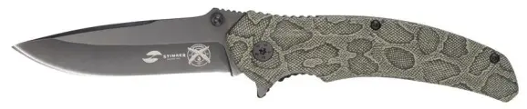 Нож складной Stinger, 84 мм (черный), рукоять: алюминий (зеленый камуфляж), картонная коробка