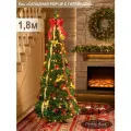 Елка искусственная новогодняя складная ПВХ с гирляндой 180 см, ель-лентяйка Pop-Up на Рождество большая для помещений
