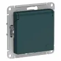 3 шт. Systeme Electric AtlasDesign Изумруд, Розетка c заземлением, со шторками, с крышкой, 16А, в сборе, ATN000846