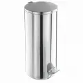 Урна для мусора с педалью 50 литров, усиленное, кольцо под мешок, хром, нержавеющая сталь, титан
