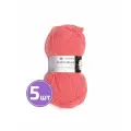 Пряжа полушерсть для вязания крючком, спицами, Пехорка, Pehorka Народная, средняя, шерсть, акрил, цвет 351, светлый коралл, 5 шт. по 100 г, 220 м