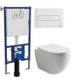 Комплект 3 в 1 Унитаз подвесной Ceramicanova Mia Rimless CN1805 / Инсталляция DIWO 4501 / Кнопка 7320 цвет глянцевый белый