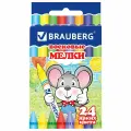 Карандаши восковые 24 цвета Brauberg (D=8мм, круглые) (222964), 144 уп.