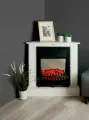 Камин электрический с эффектом пламени VITAMIN , угловой портал, с обогревом, звуком, пульт ДУ, цвет Белый