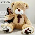 Большой плюшевый медведь, плюшевый мишка, мягкая игрушка Тони 250 см, бежевый