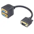 Разветвитель Cablexpert VGA 2x HD15F - VGA HD15M (CC-VGAX2-20CM), длина 0.2 м, 1 шт., черный